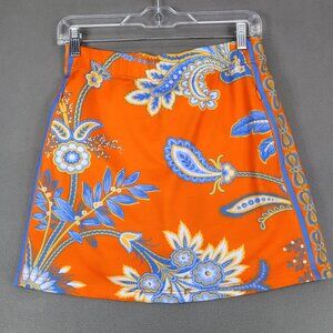 GRETCHEN SCOTT Smooth Stretch‎ Pull On Paisley Skirt Shorts Skort XXS Shrimp